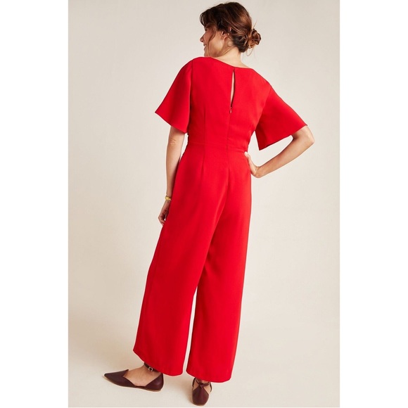 NWT Anthropologie Harlyn Turner Twist Culotte Jumpsuit Red Size Small S - Picture 3 of 15